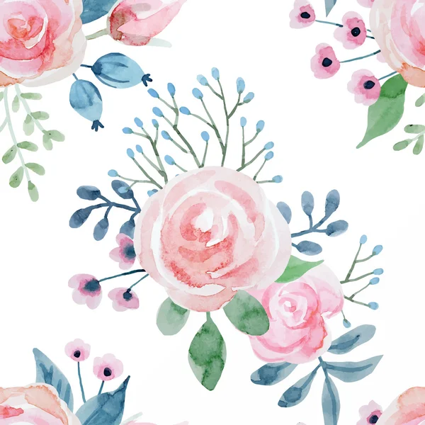 Padrão floral aquarela —  Vetores de Stock