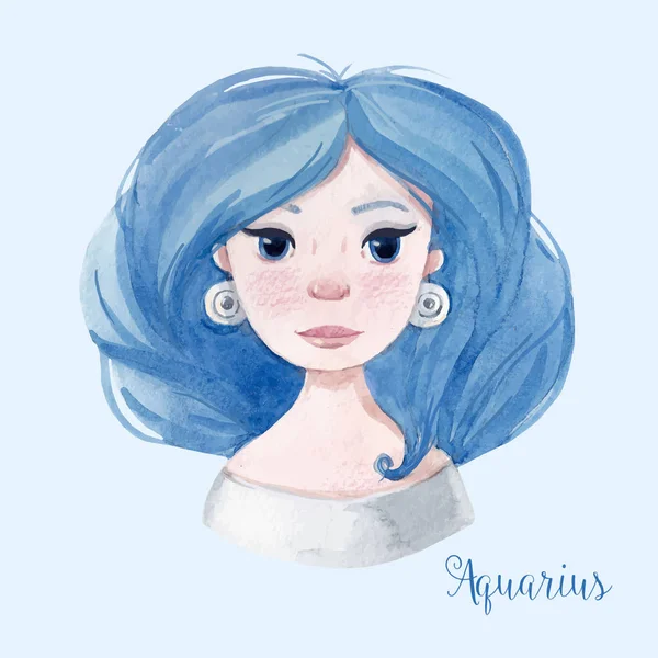 Horoscope aquarelle signe aquarius — Image vectorielle