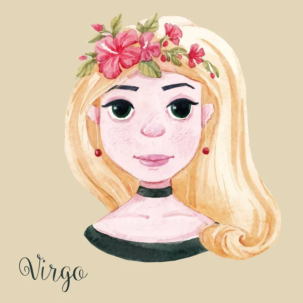 Horoscope aquarelle signe virgo — Image vectorielle