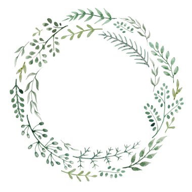 Elle çizilmiş suluboya çelenk