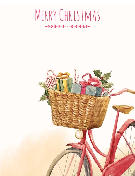 Akwarela rower z prezentami — Wektor stockowy