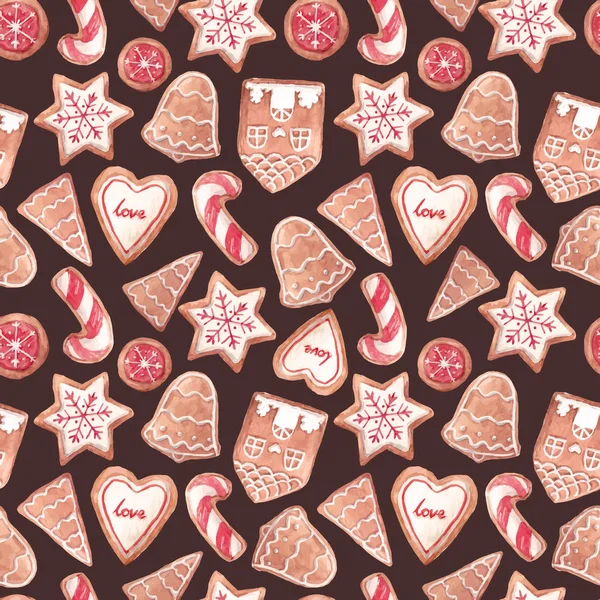 Mooie gember koekjes vector patroon — Stockvector