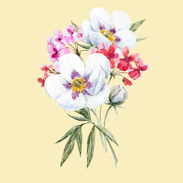 Acquerello bouquet floreale — Vettoriale Stock