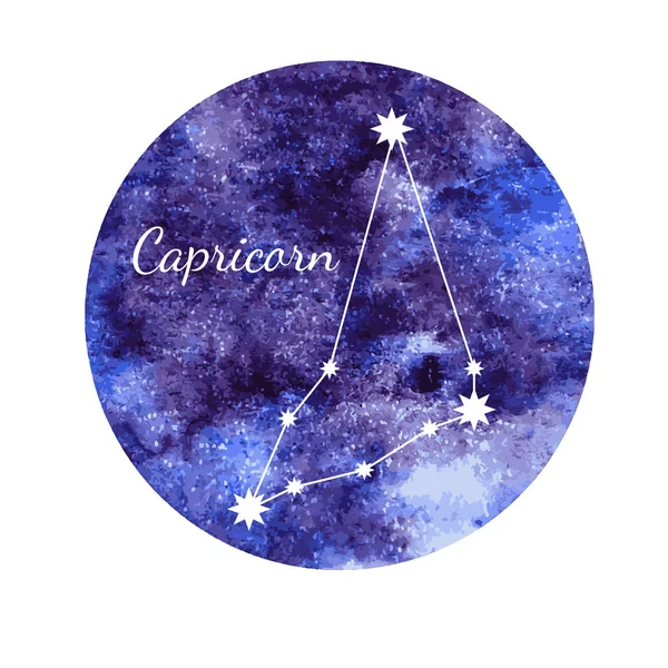 Watercolor horoscope sign Capricorn — Stock Vector
