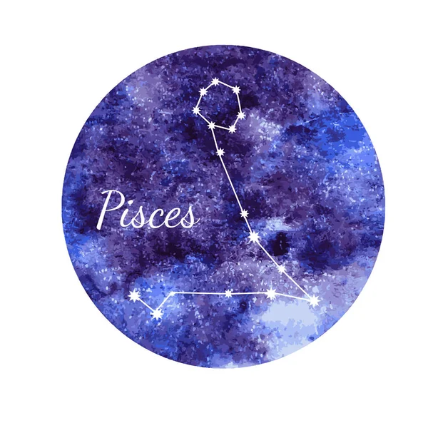 Watercolor horoscope sign Pisces — Stock Vector