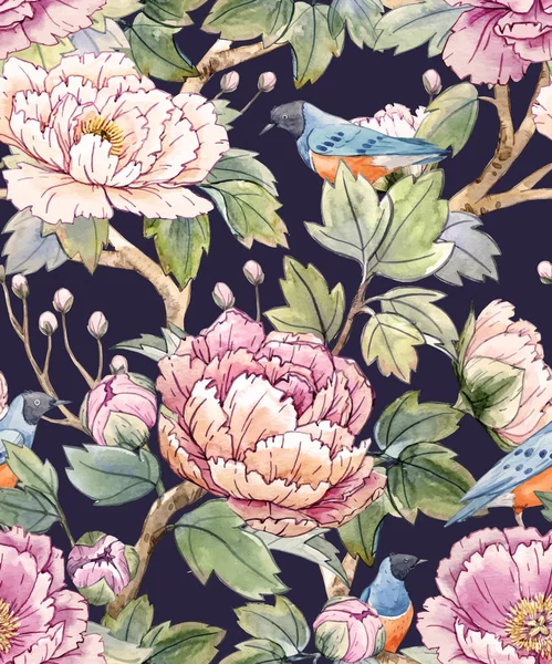 Chinese aquarel bloemmotief — Stockvector