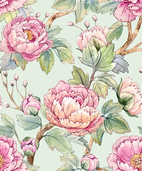 Aquarelle motif floral chinois — Image vectorielle