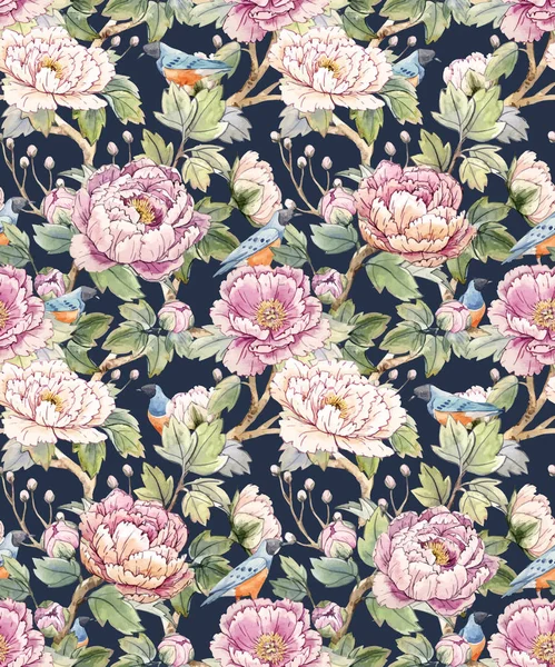 Aquarelle motif floral chinois — Image vectorielle