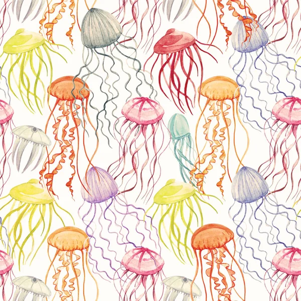 Patrón de medusas de acuarela —  Fotos de Stock