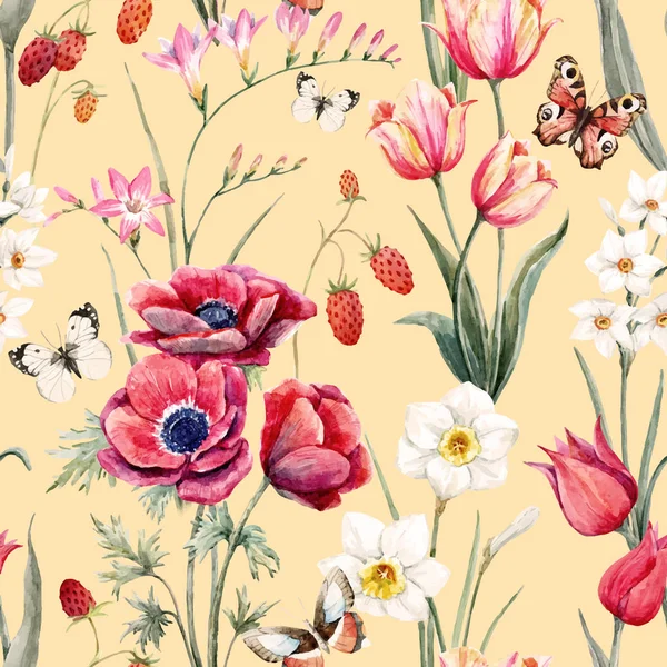 Aquarelle vecteur motif floral — Image vectorielle