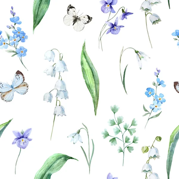 Aquarelle vecteur printemps motif floral — Image vectorielle