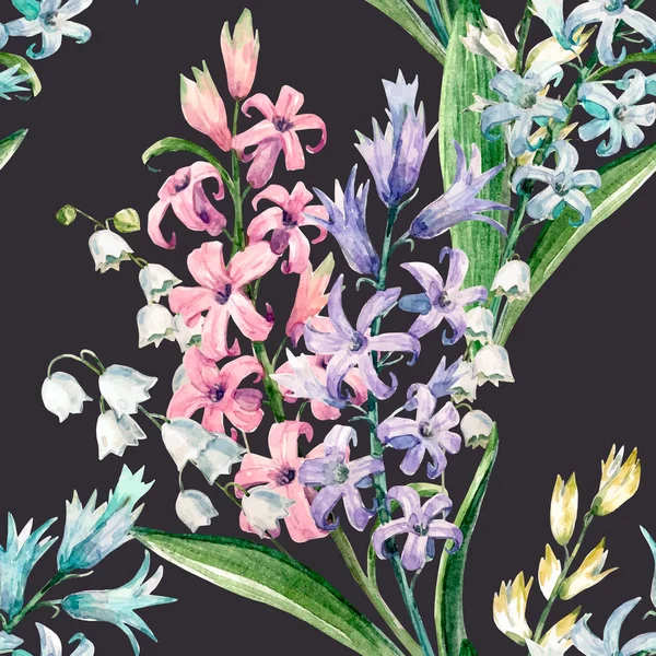 Akvarell vektor hyacinth mönster — Stock vektor