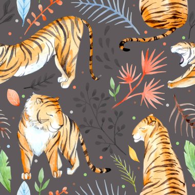 Suluboya vektör tropikal desen