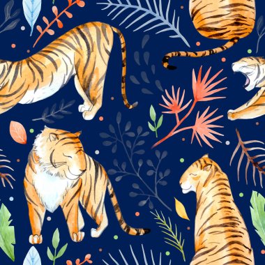 Suluboya vektör tropikal desen