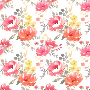 Suluboya vektör çiçek desenli