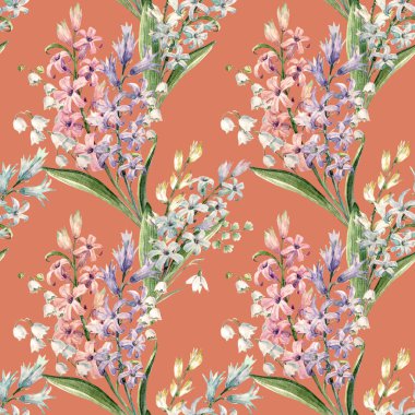 Suluboya sümbül desen