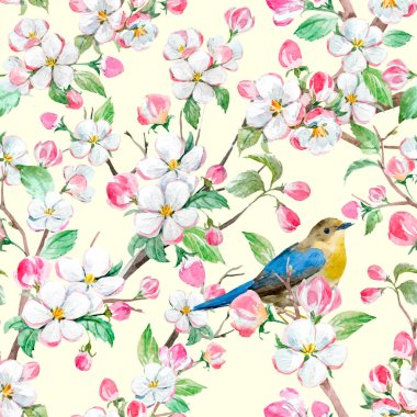 Suluboya vektör bahar çiçek desenli