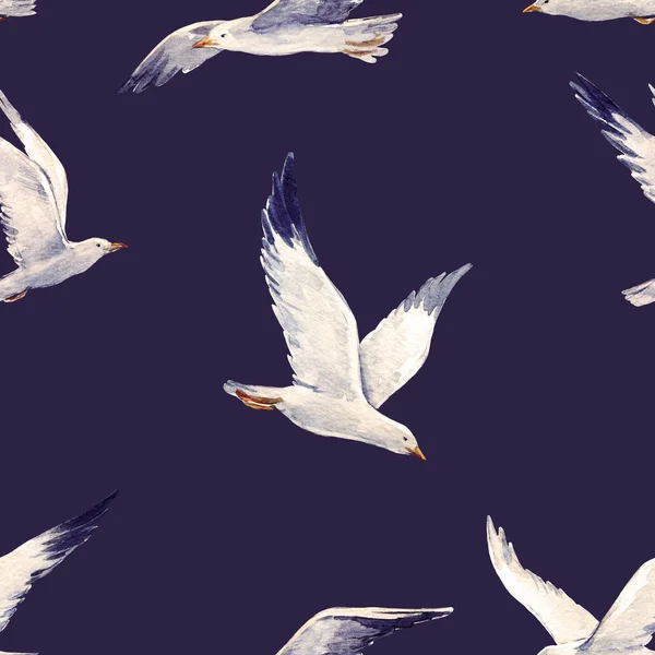 Watercolor seagull pattern — Stock Photo, Image