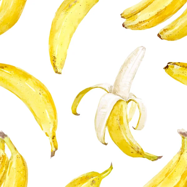 Patrón de plátano vector acuarela — Vector de stock