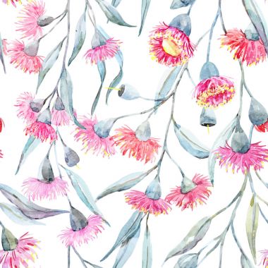 Suluboya okaliptüs vektör desen