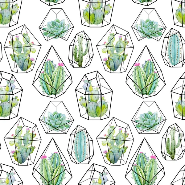 Watercolor cactus pattern