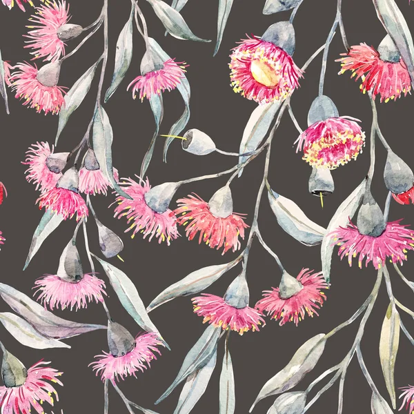 Watercolor eucalyptus pattern — Stock Photo, Image