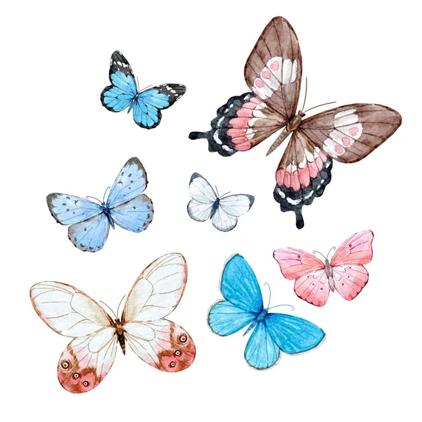 Watercolor butterflies set — Stock Photo, Image