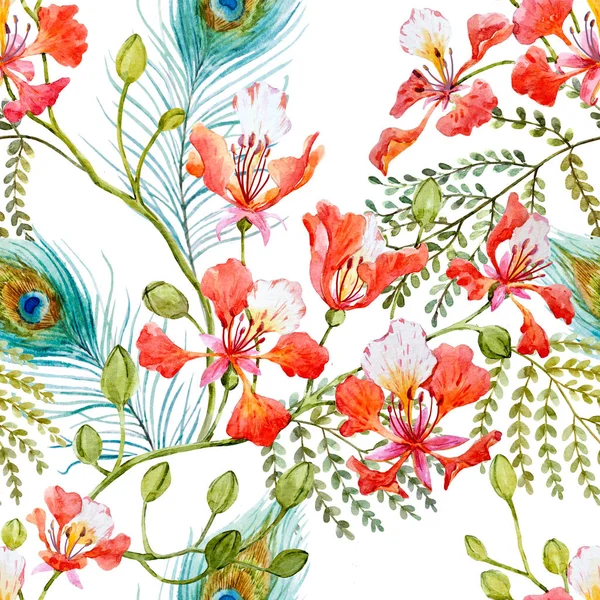 Aquarell-Blumenmuster — Stockfoto