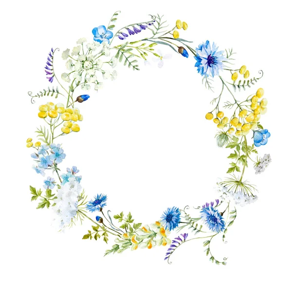 Watercolor floral wreath — Stock Photo, Image