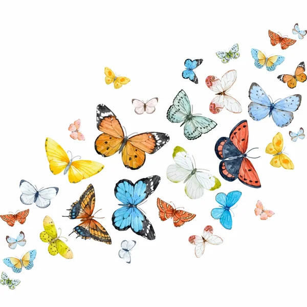 Watercolor butterflies vector set — Stock Vector