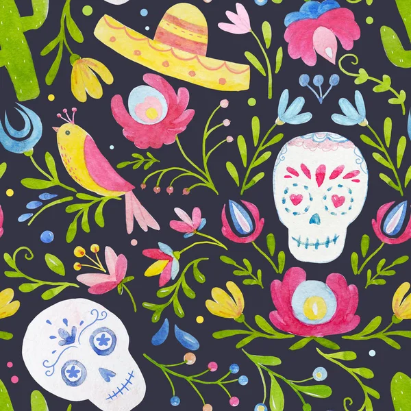 水彩メキシコ スタイルのパターン — ストック写真