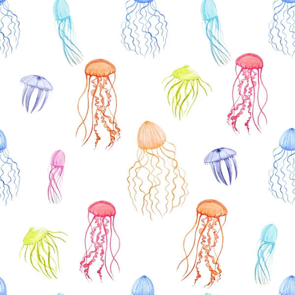 Akvarell vektor medúza minta — Stock Vector