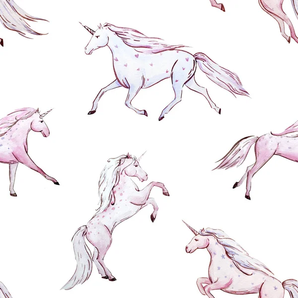 Watercolor unicorn pattern — Stock Photo, Image