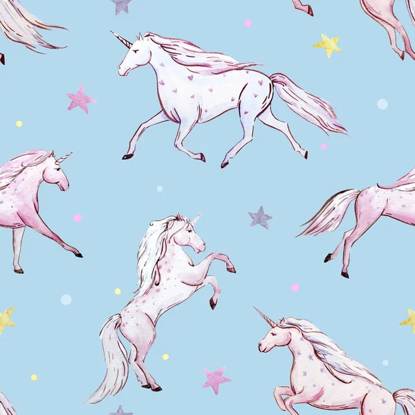 Watercolor unicorn pattern — Stock Photo, Image