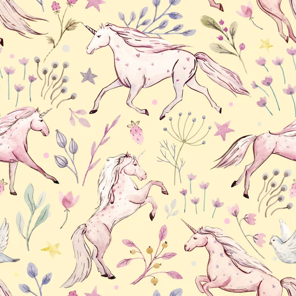 Aquarel unicorn patroon — Stockfoto