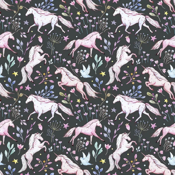 Watercolor unicorn pattern — Stock Photo, Image