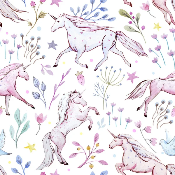 Aquarel unicorn patroon — Stockfoto