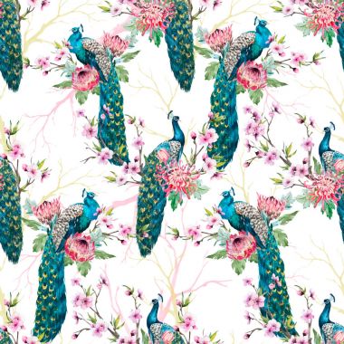 Suluboya tavuskuşu vektör desen