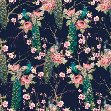 Suluboya tavuskuşu vektör desen