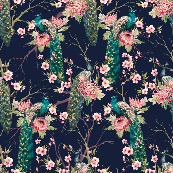 Suluboya tavuskuşu vektör desen