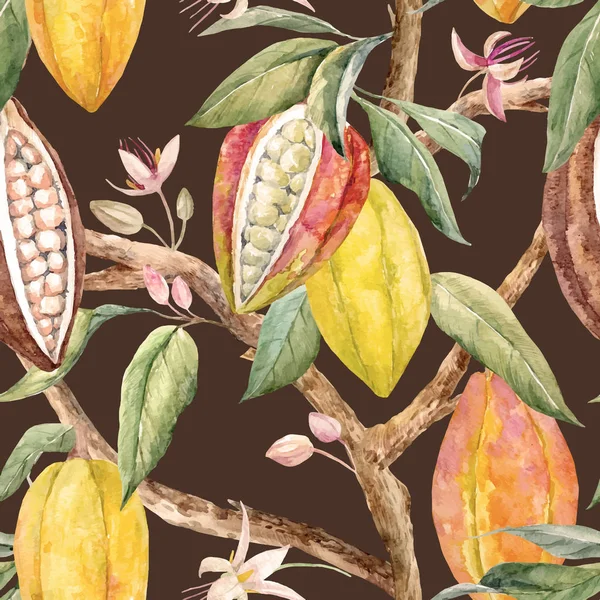 Patrón vectorial de cacao acuarela — Archivo Imágenes Vectoriales
