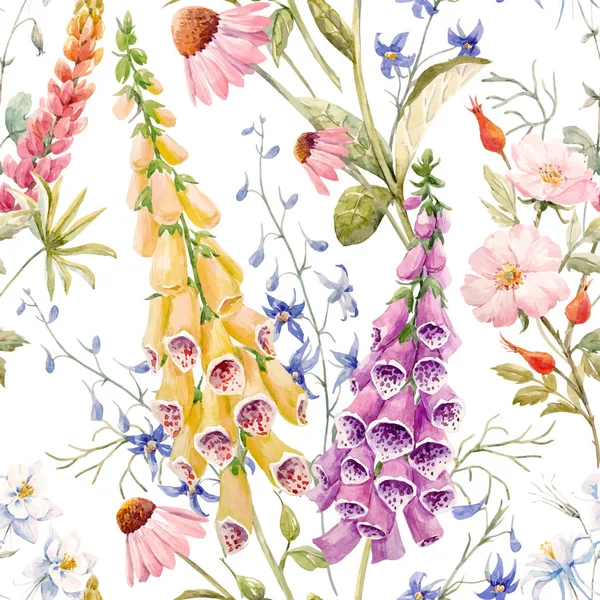 水彩花卉夏天矢量模式 — 图库矢量图片