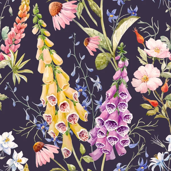 Aquarelle motif vectoriel floral d'été — Image vectorielle