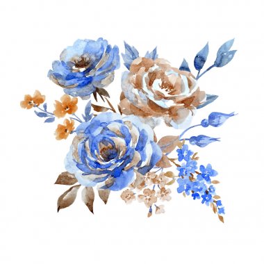 Suluboya vektör soyut çiçek kompozisyon