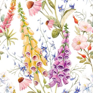 Suluboya çiçek yaz desen