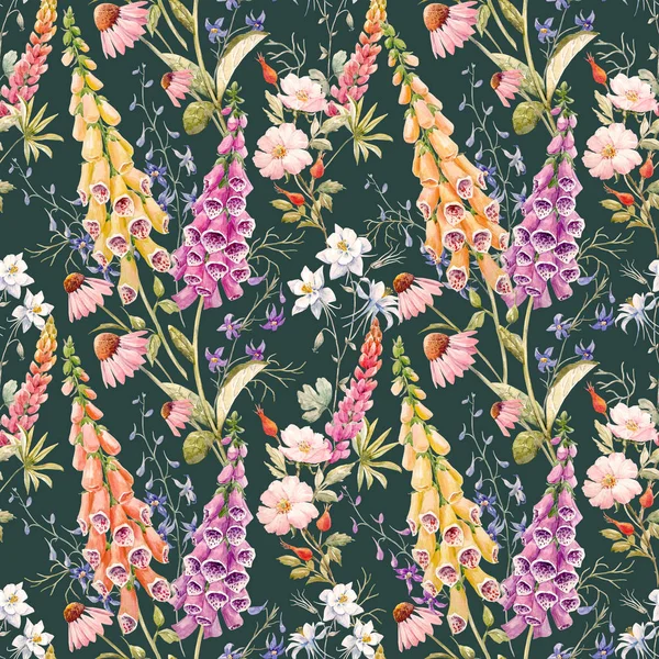 Watercolor floral summer pattern — Stock Photo, Image