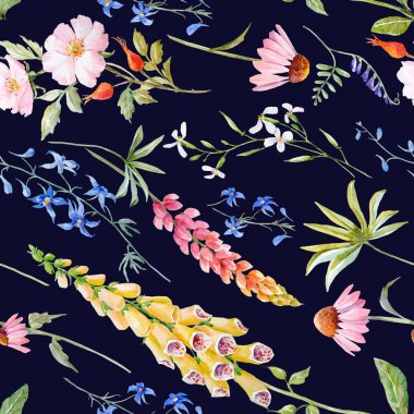 Suluboya çiçek yaz vektör desen