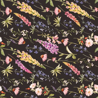 Suluboya çiçek yaz vektör desen