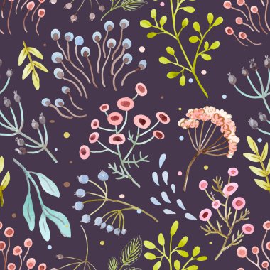 Suluboya vektör soyut çiçek desenli