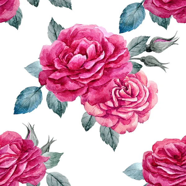 Акварельна троянда безшовний візерунок — стокове фото